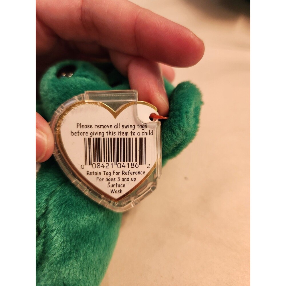 TY Beanie Baby Erin Bear – Green Shamrock – Tag Error? – See Photos - Picture 7 of 7